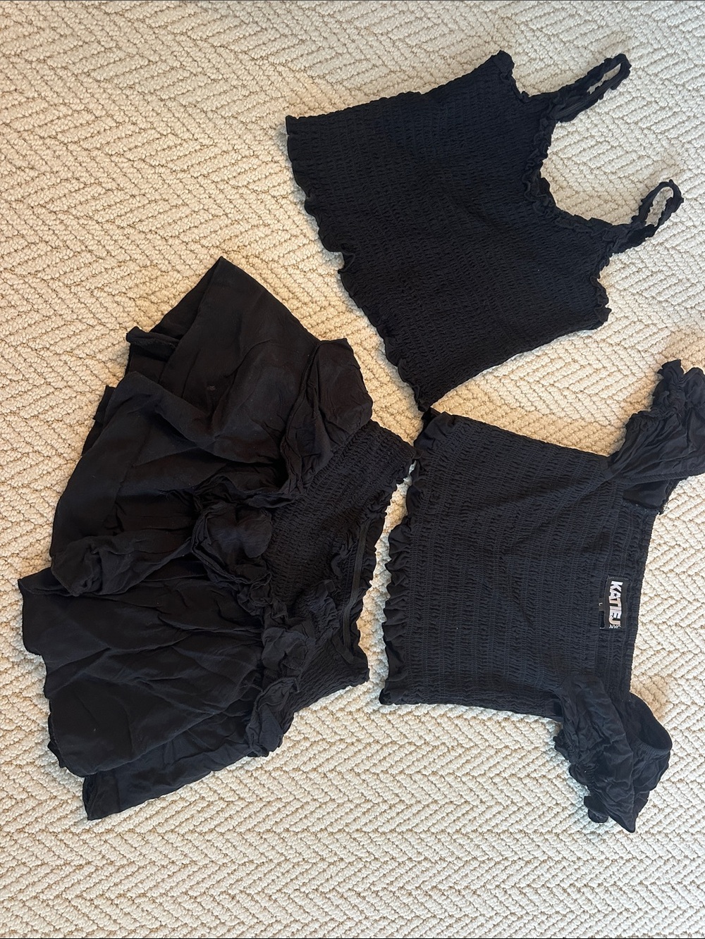 Katie J NYC Black Girls 3-Piece Matching Set - Crop Tops & Skirt